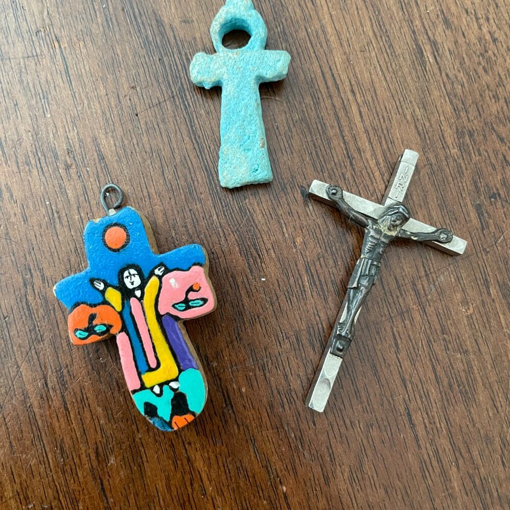 VINTAGE Trio of Cross Pendants